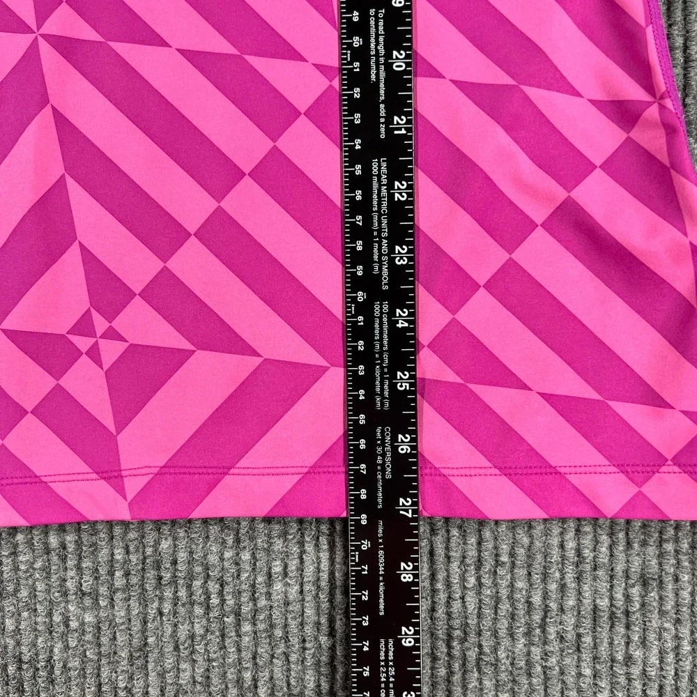Nike Pro Dri Fit Shirt Womens Medium Pink Geometric Short Sleeve Fitted Training